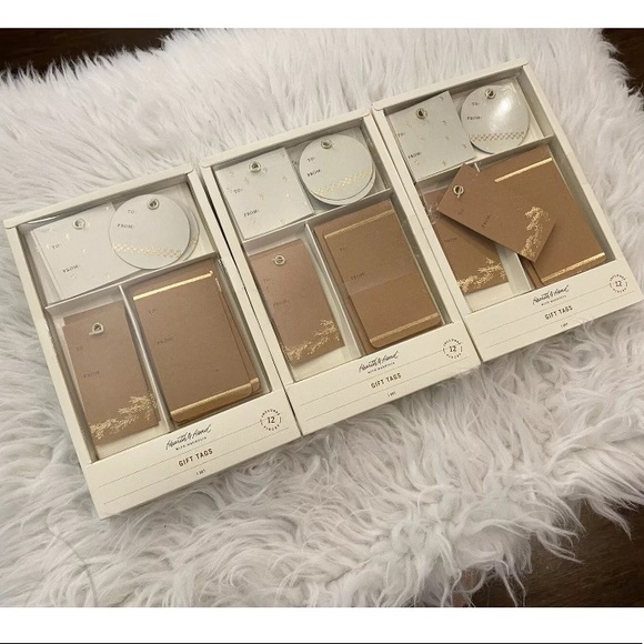 Holiday Gift Tags Gold Tan Cream Lot of 3 - 36 Pcs - Picture 2 of 2